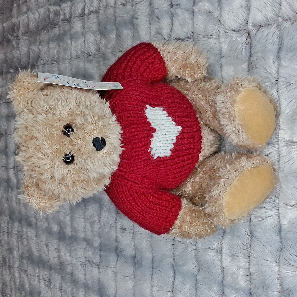 NWT 1999 Vintage SESIL Just Friends Teddy Bear with Red Heart Sweater